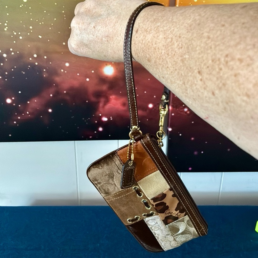 Coach Suede Patchwork Wristlet W/Dustbag - image 8